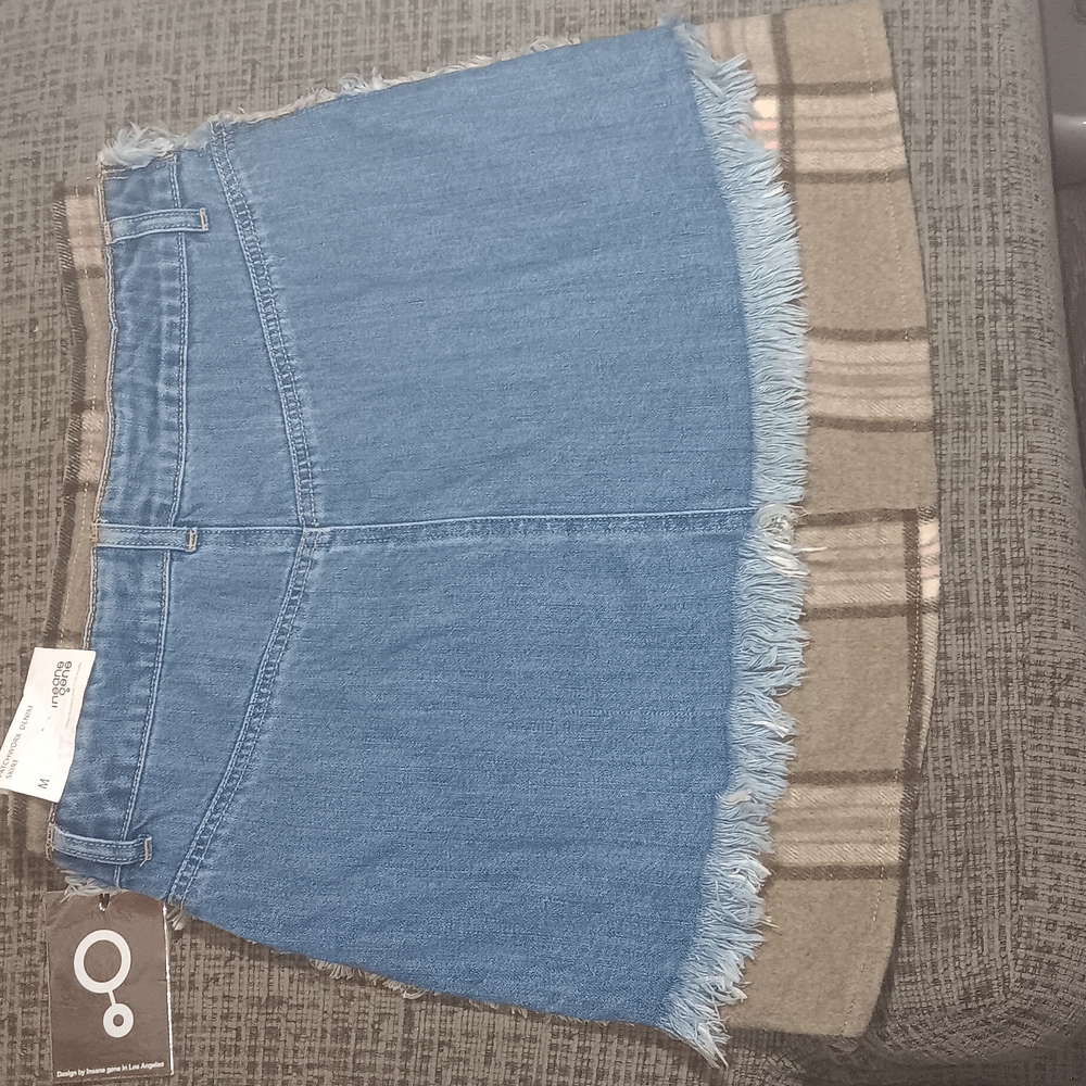 Denim and Plaid Fringe Skirt - Picture 4 of 11